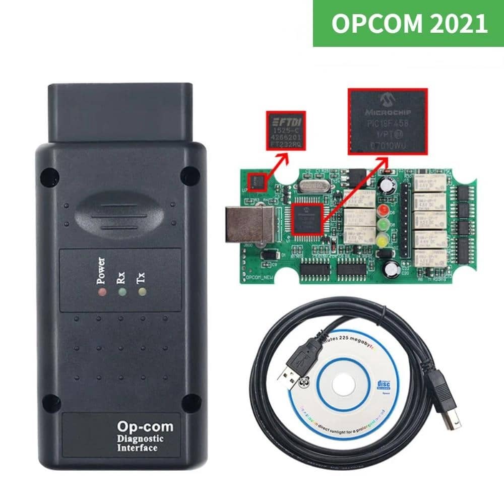 Opcom 2021 200603a OP COM V1.7 1.99 PIC18F458 FTDI OBD2